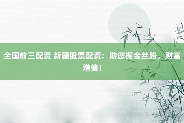 全國前三配資 新疆股票配資：助您掘金絲路，財富增值！