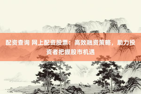配資查詢 網(wǎng)上配資股票：高效融資策略，助力投資者把握股市機(jī)遇