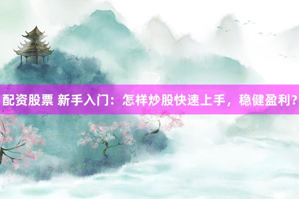 配資股票 新手入門：怎樣炒股快速上手，穩健盈利？