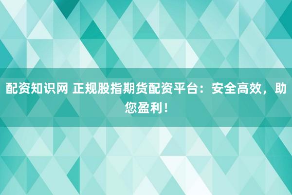 配資知識(shí)網(wǎng) 正規(guī)股指期貨配資平臺(tái)：安全高效，助您盈利！