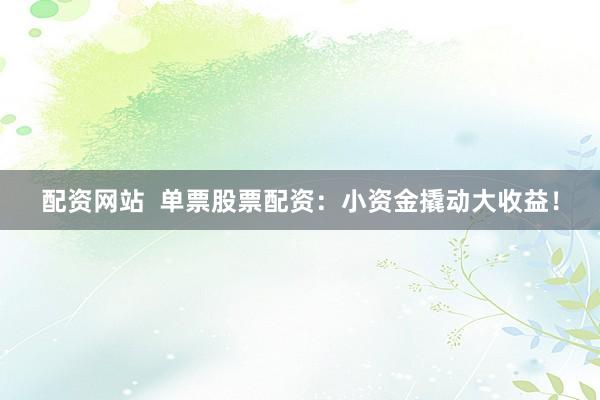 配資網站  單票股票配資：小資金撬動大收益！