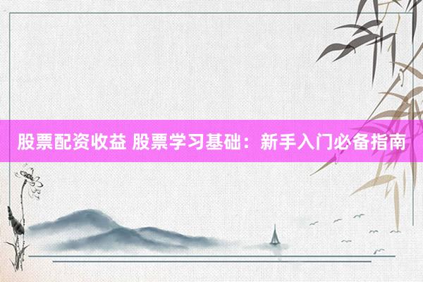 股票配資收益 股票學習基礎：新手入門必備指南